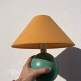 80s green wood ball bedside lamp