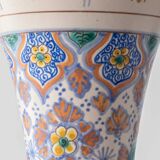 Pair of coloured ceramic table lamps in Art Nouveau style, 1918, with new shades.