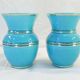 Paire de vases Verceram bleu turquoise et doré