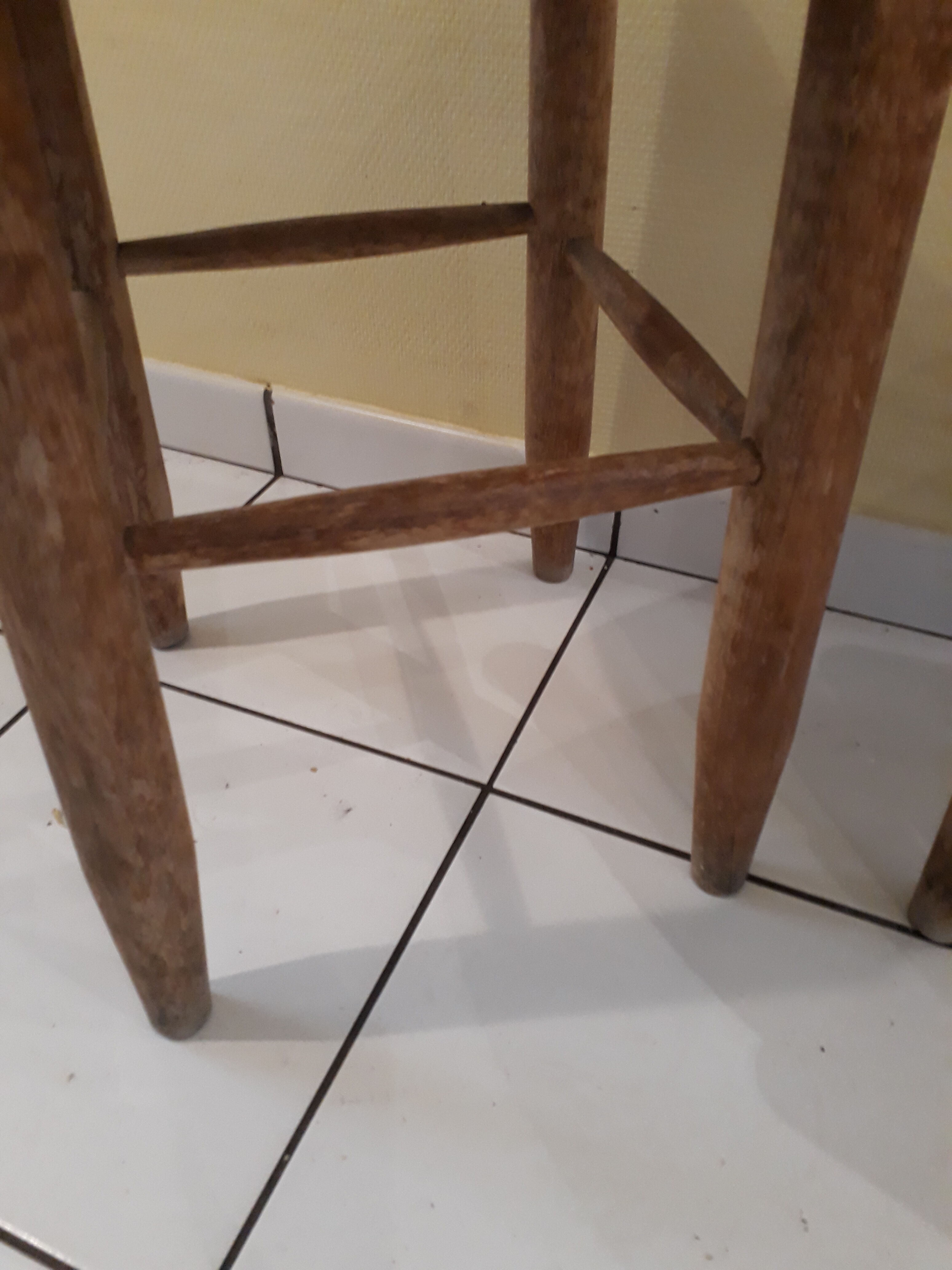 Pair of stools savoyards"wood and straw 1960