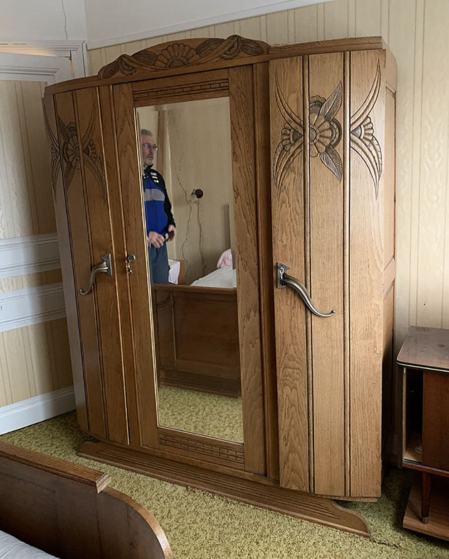 Old art deco solid oak cabinet