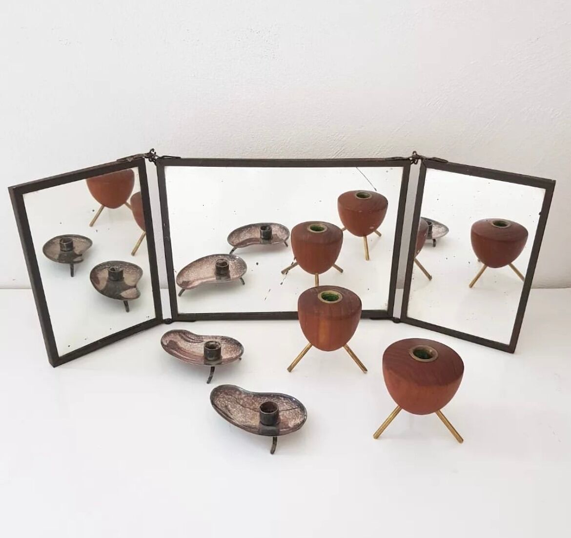 Barber mirror triptych 1900 43x15cm