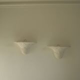 Pair of plaster wall sconces, palmette decoration, 20th century