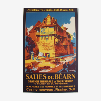 Original poster Salies de Bearn Thermal resort by René Roussel 1927 - On linen