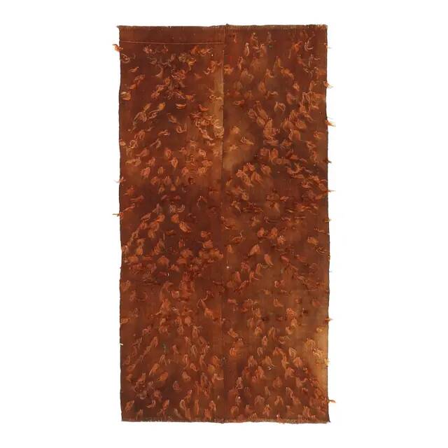 Vintage Turkish Hand-Knotted Wool Cotton Brown Kilim Area Rug 69x133