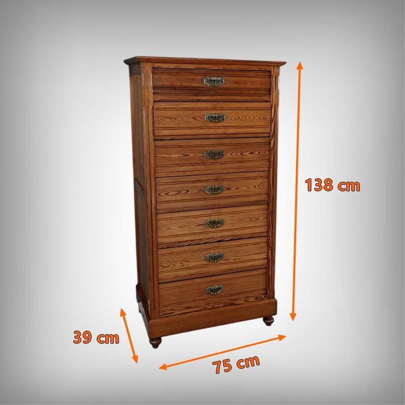 Pitch pine weekly planner, Art Nouveau period – Early 20th century