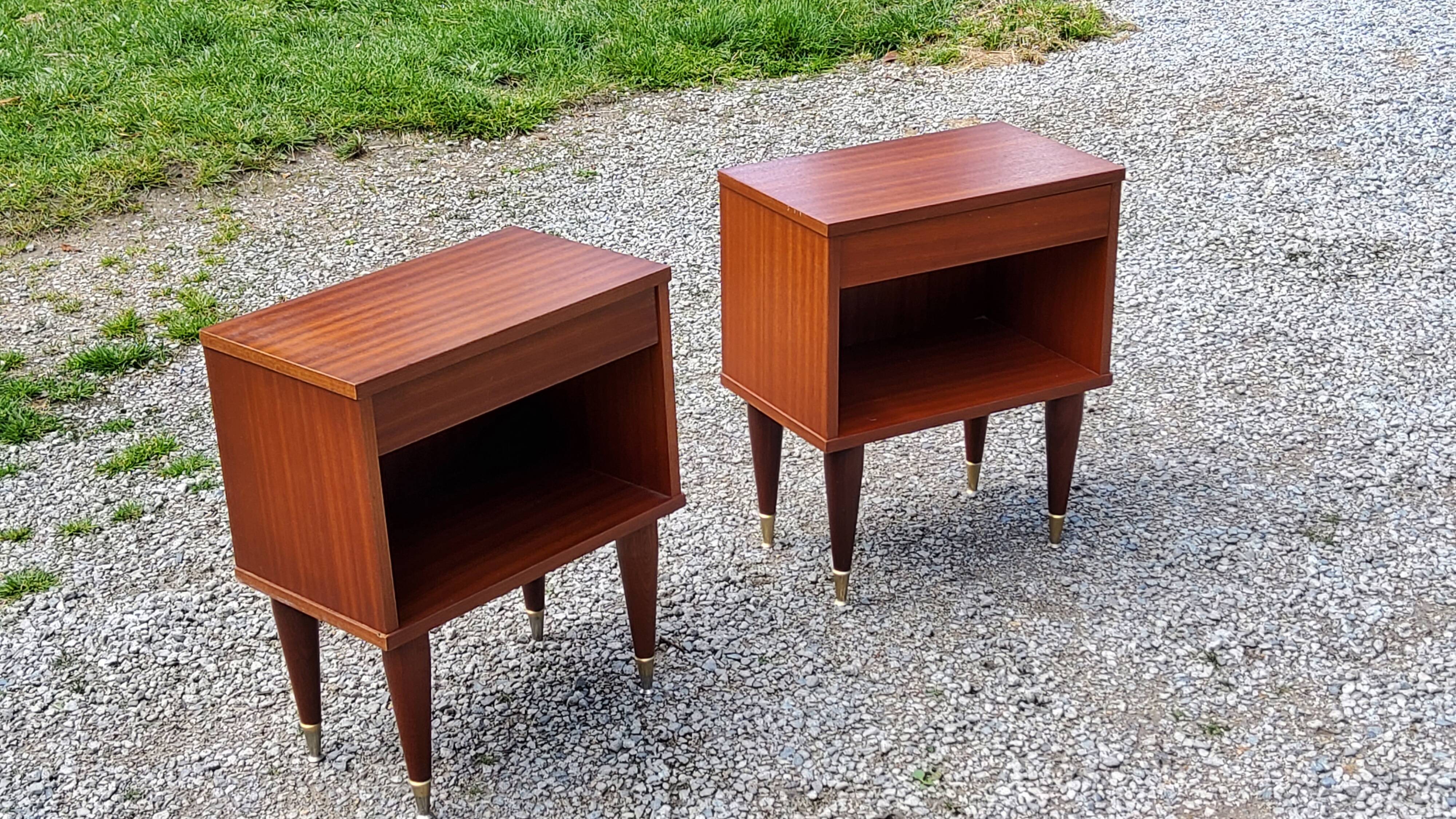 Pair of vintage bedside tables from the 60s in Scandinavian style