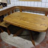 Set table, benches and chairs Pierre Chapo in solid elm
