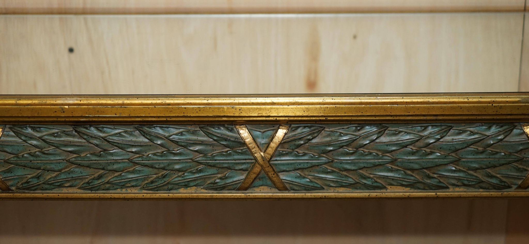 Italian vintage console with a glass mirror top.