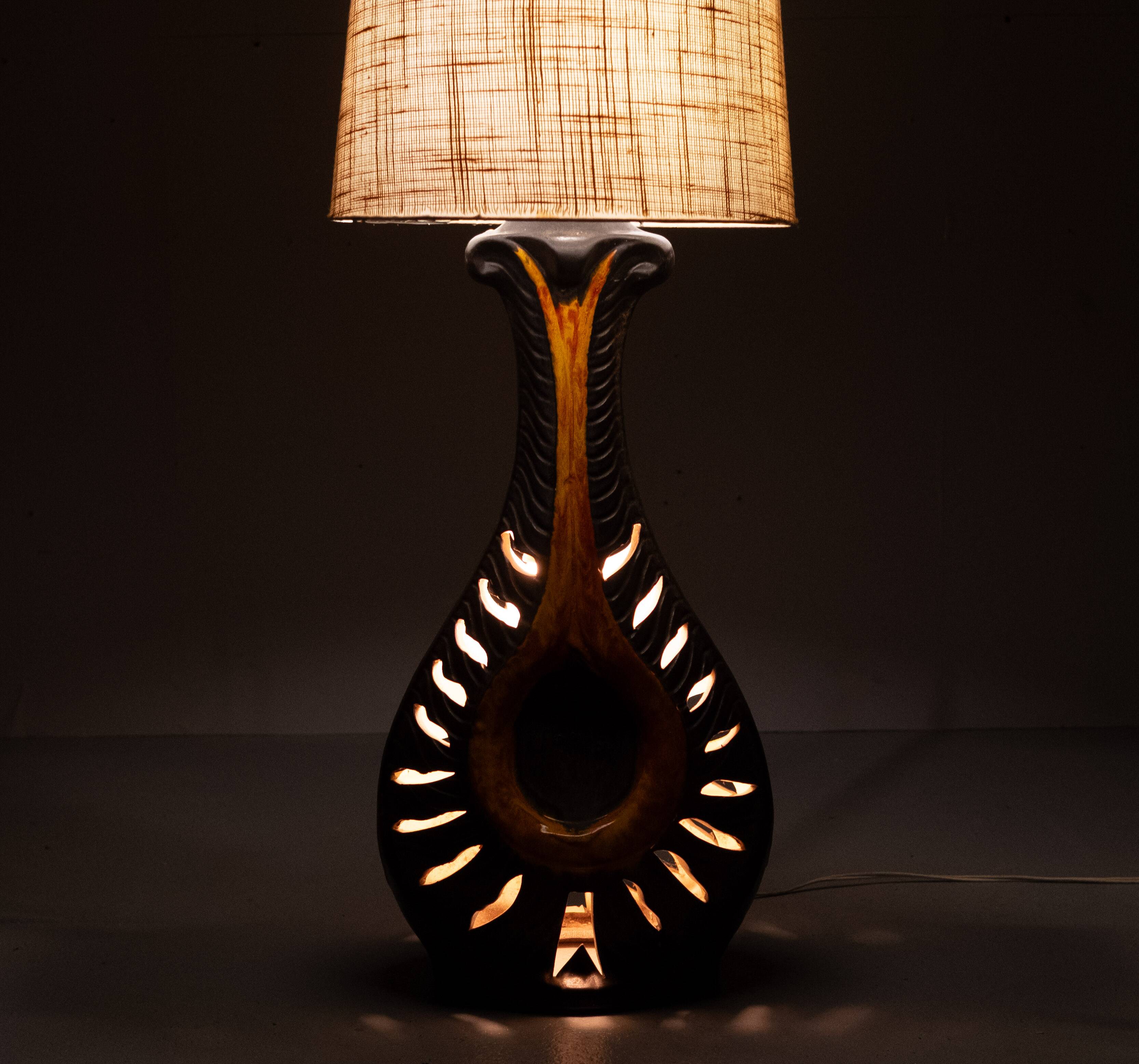 Large Fat Lava Ceramic Floor lamp by Walter Gerhards for West Germany 1970s