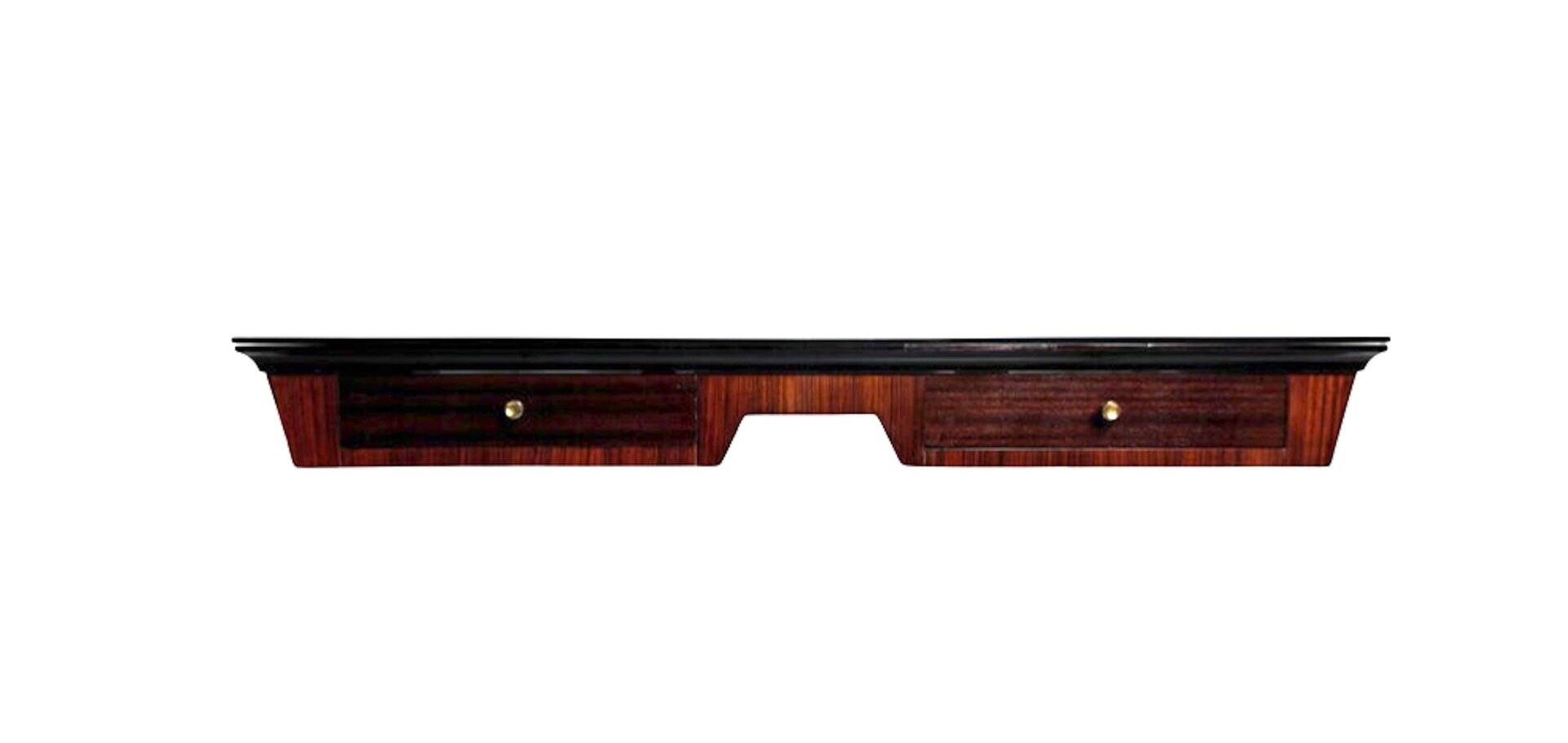 Mid-Century Italian Wood and Brass Console Table, 1950s