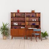 Johannes Sorth Nexo two sections bookcase with a secretaire in teak, Danish, 60s