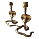 Pair of Zoomorphic candlesticks cobras, brass. Art Deco