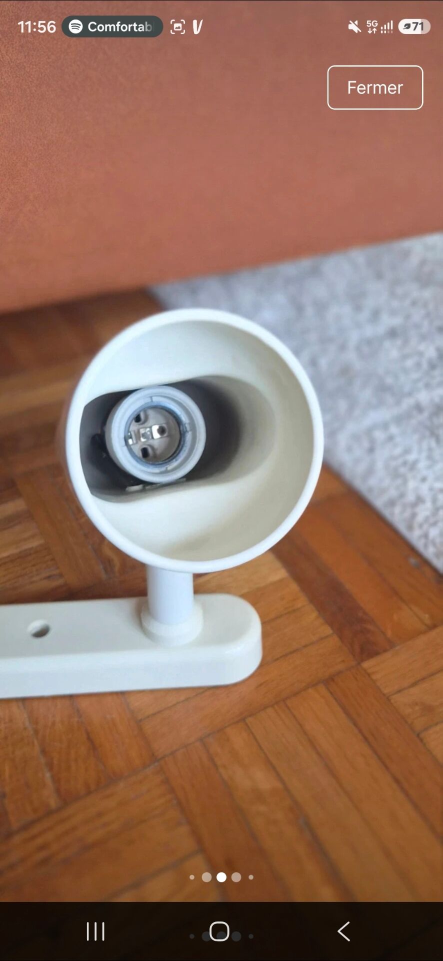 Wall lamp bar three spots vintage style Lita white beige 70s