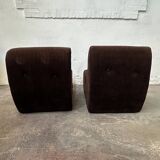 Pair of brown corduroy armchairs