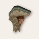 Nineteenth century plaster wall console, cherub decoration