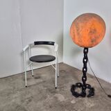 Brutalist iron chain and fiberglass floor lamp, Netherlands 1960s