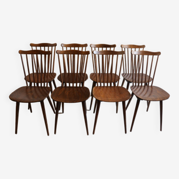 Set of 8 baumann v5 dark beech chairs