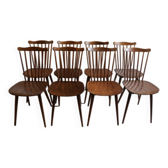Set of 8 baumann v5 dark beech chairs