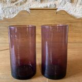 Water glasses, purple bubbled glass, Biot region