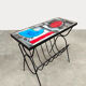 Vintage design magazine rack tile table Belarti