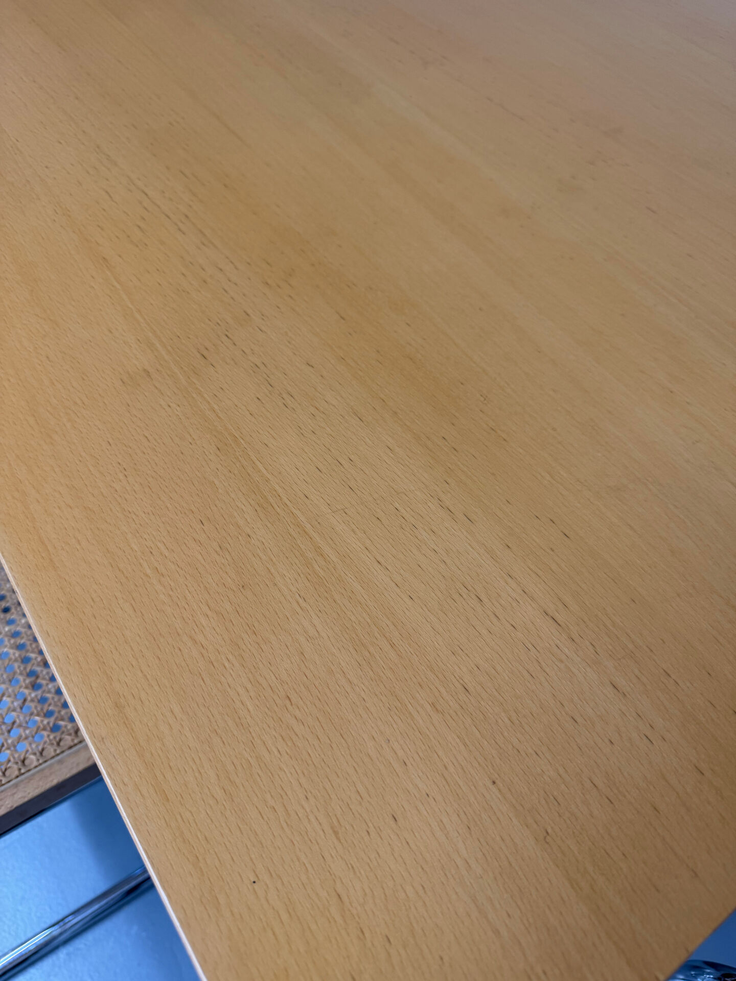 Large table design USM Haller wooden top and chrome structure