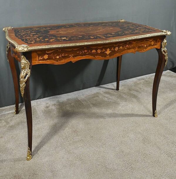 Table Bureau en Palissandre et Marqueteries, époque Napoléon III
