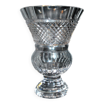 Bohemian cut crystal Medici vase signed TW & Co