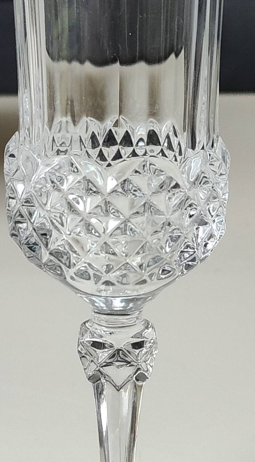 Lot of 6 x Champagne Flutes crystal/Valencay Gold/Crystal d'Arques