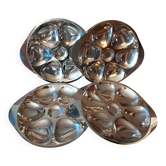 Lot de 4 assiettes  huîtres métal