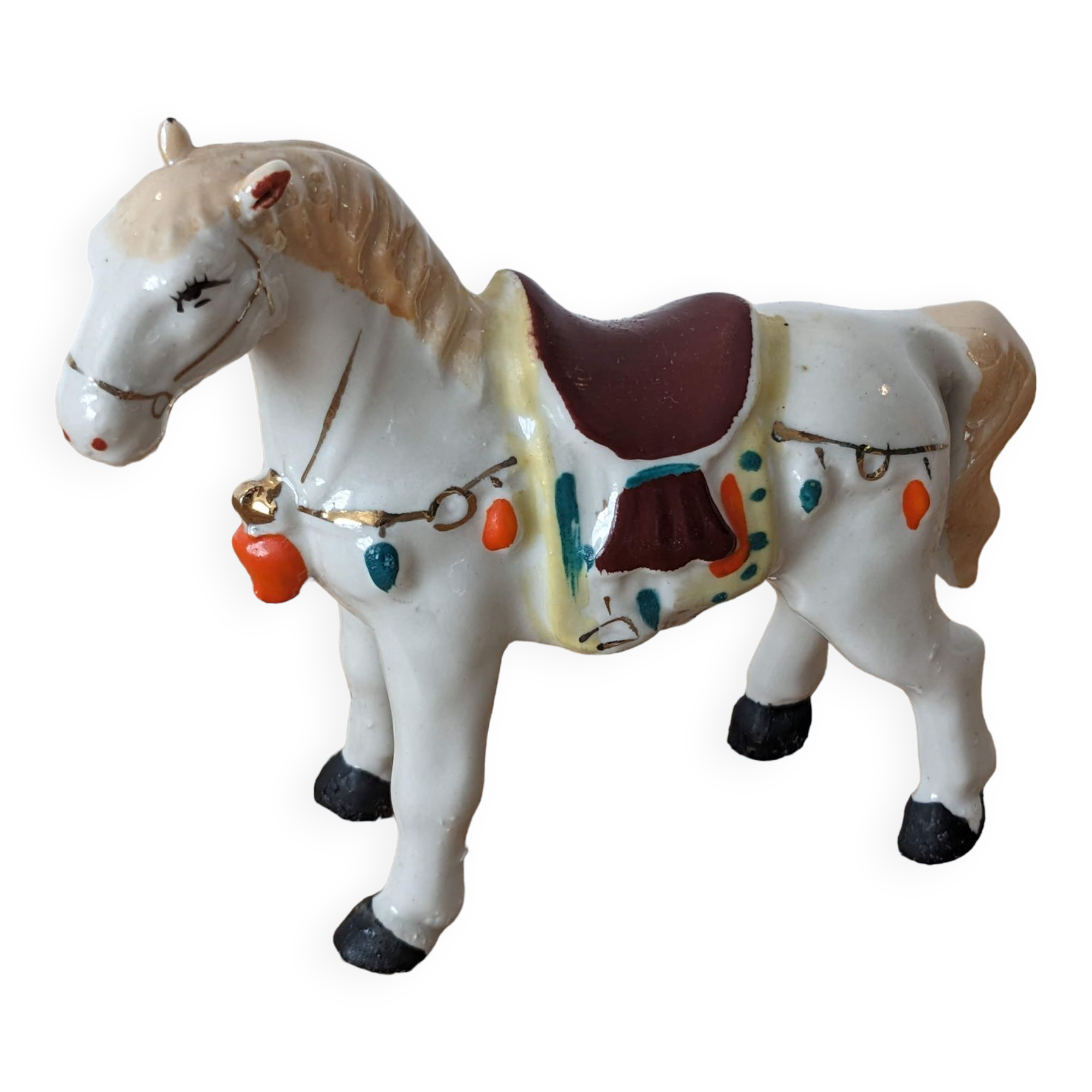 Painted porcelain horse statuette
