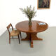 Brutalist round table in solid oak, 1960s.