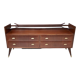 Walnut dresser with a thick glass top, italy