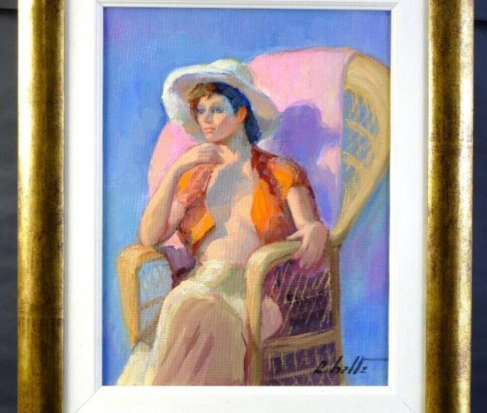 Tableau Huile Vintage Portrait De Femme Impressionniste 20ème Siècle