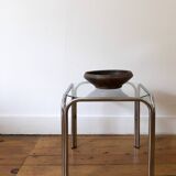 Side table in glass and chromed metal