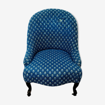 Fauteuil crapaud Napoléon III piétement en acajou XIX siècle