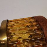 Swedish table lamp foot, made of wood, amber bubble glass and brass