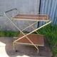 Ancient Dessert Table On Roulettes Golden Metal - Formica 70s Vintage