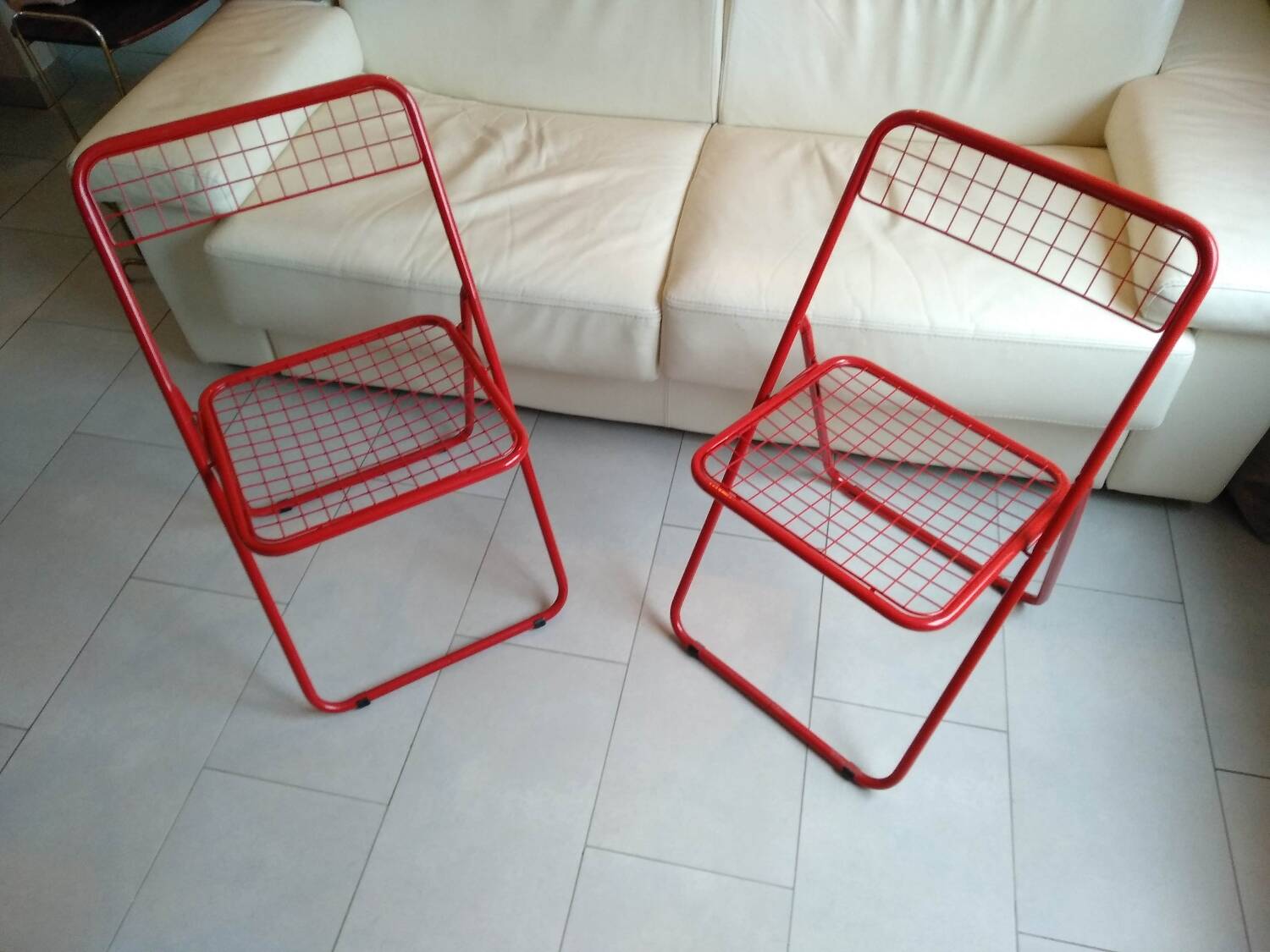Pair of TED NET Niels GAMMELGAARD red chairs for IKEA
