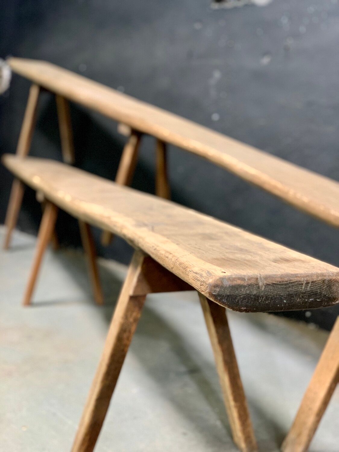 Pair of XXL oak farmhouse bench