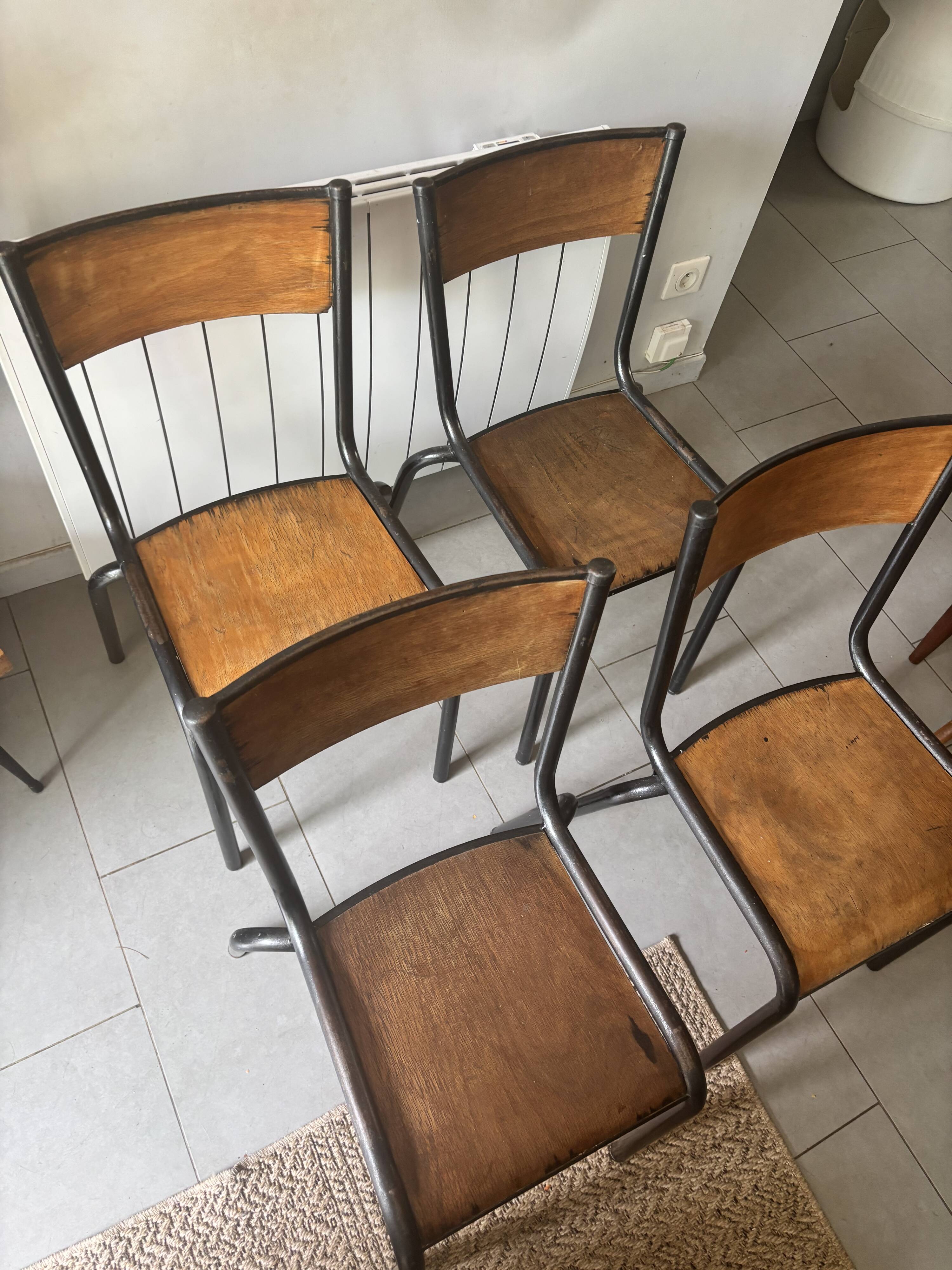Set of 4 authentic vintage MULLCA school chairs