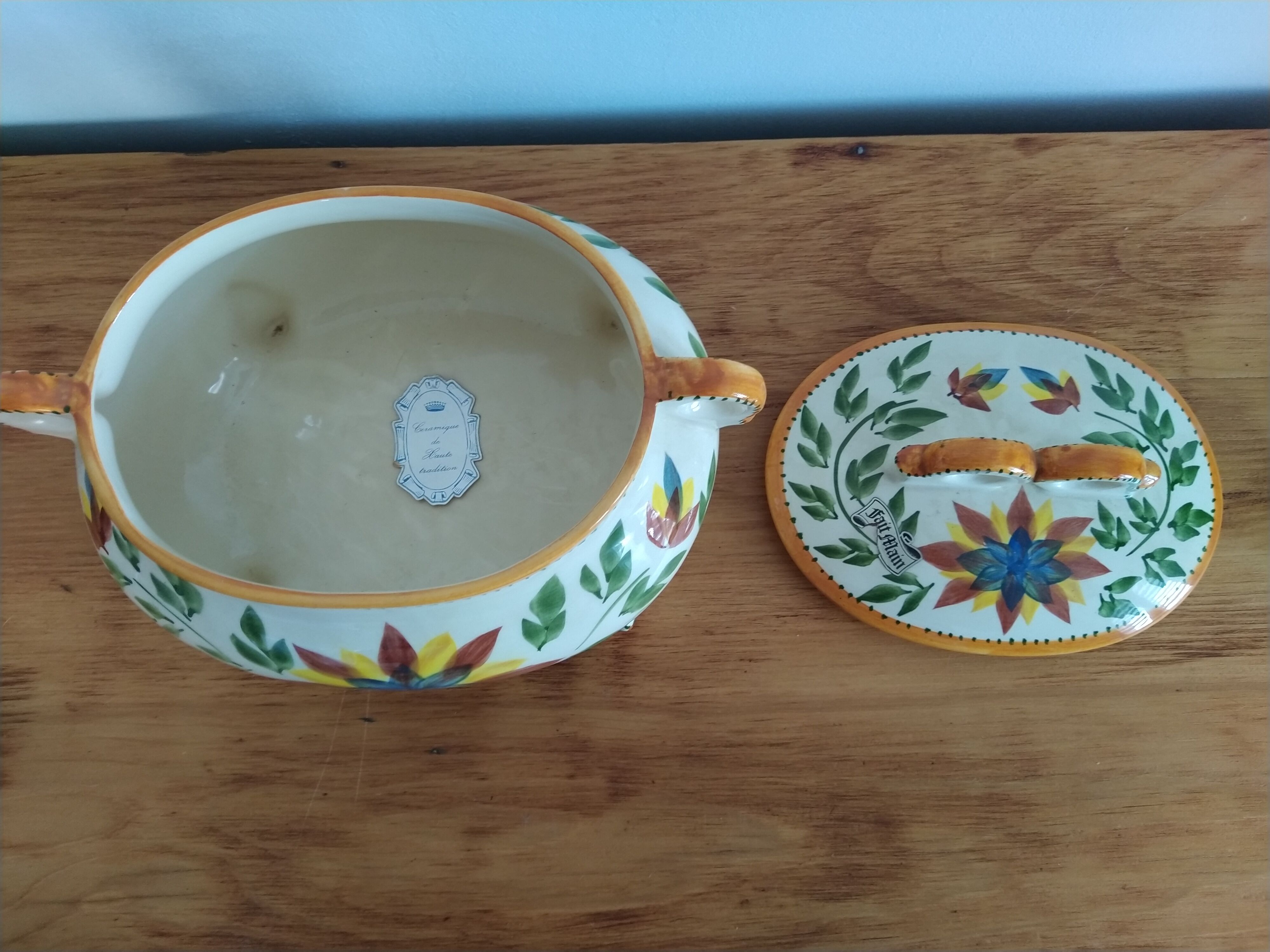 Handmade vintage ceramic soup kitchen