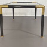 Gunmetal gold metal and smoked glass coffee table from the 70s