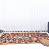 4x10 Red Green Tribal Kilim Rug 130x295Cm