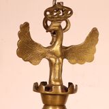 Bronze 8-Branch Chandelier Decorated with Birds