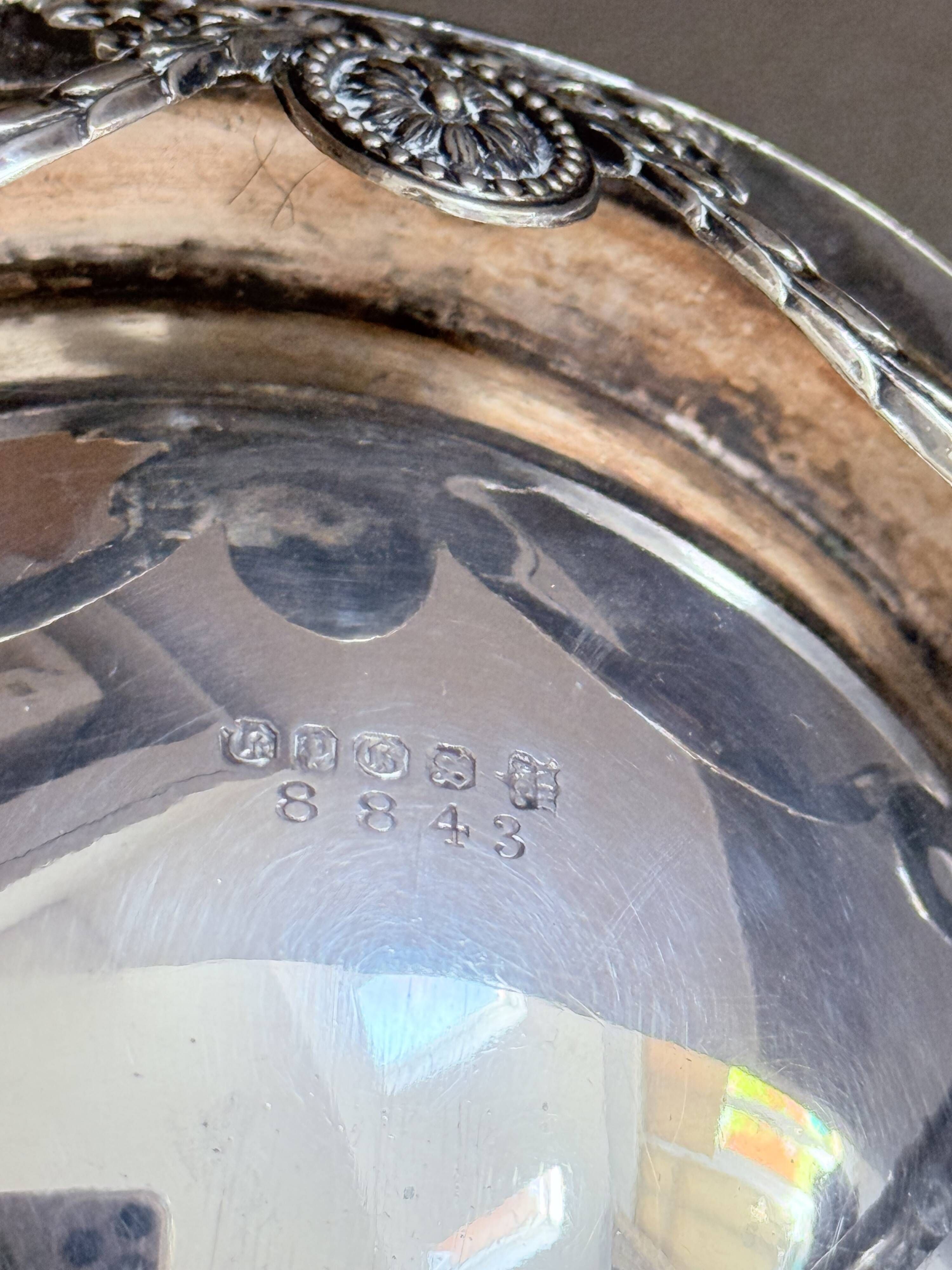 Antique English Silver-Plated Roll-Top Caviar Dish with Ram’s-Head Decoration