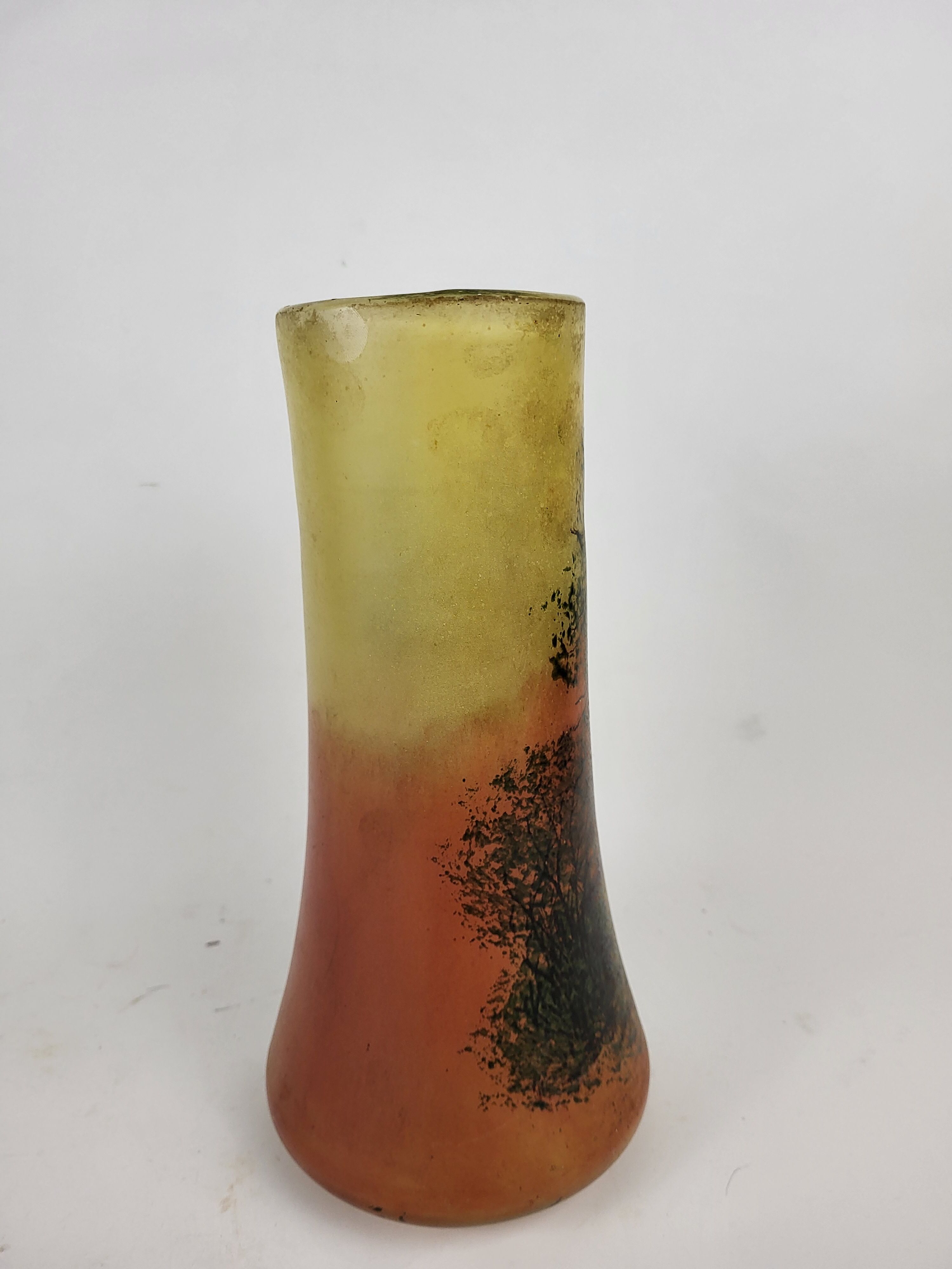 Enamelled glass vase Francois Theodore Legras