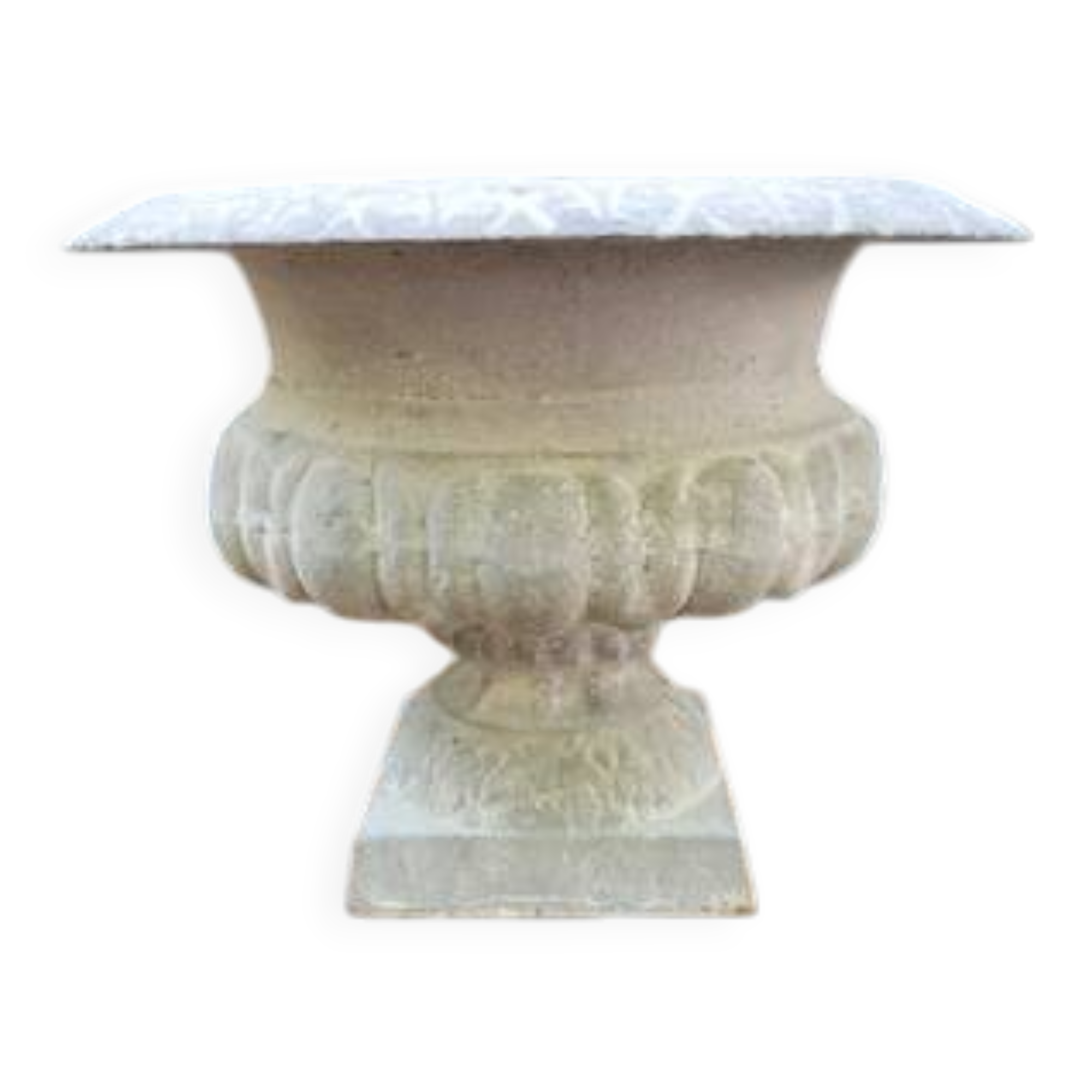 Cast iron vase grey jardiniere planter