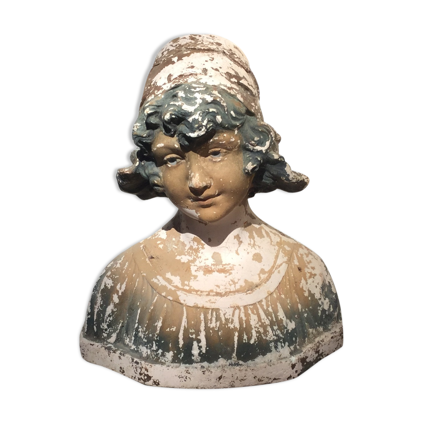 Bust young girl, old plaster