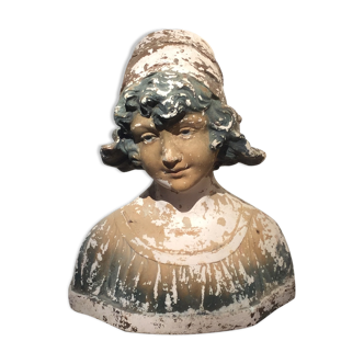 Buste jeune fille ancien, en plâtre